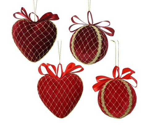 [560079] Kaemingk | Hangfiguur Foam Mix Rood/Goud Ø8cm