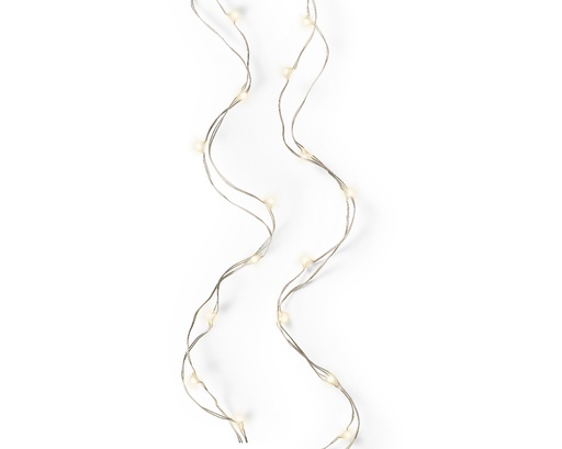 [560353] Lumineo | Verlichting Micro Lichtslinger Indoor 40 Leds Warm Wit Snoer Zilver 1,95m Batterij (niet inbegrepen)