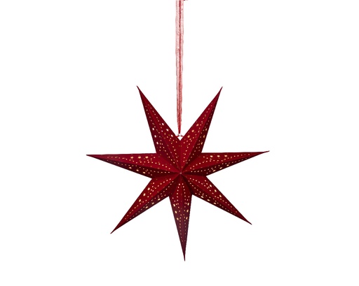 [560363] Lumineo | Verlichting Ster Papier Rood 6 Leds Warm Wit Indoor