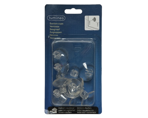 [560544] Lumineo | Zuignap Transparant In/Outdoor 12-pack