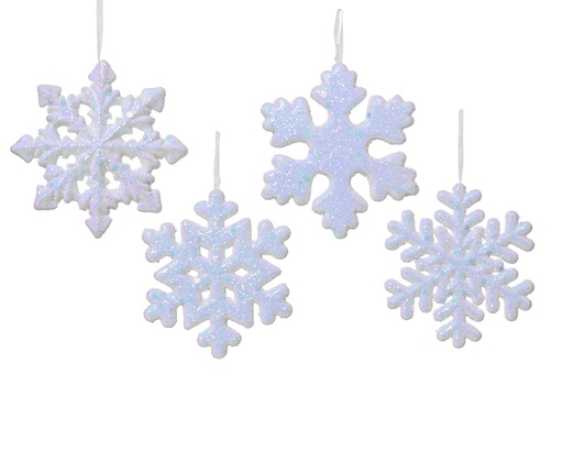 [560638] Kaemingk | Hangfiguur Sneeuwvlok Foam Assortiment Wit/Glitter