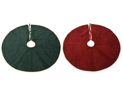 [560671] Kaemingk | Kersttapijt Boomtapijt Fluweel Assortiment Groen/Rood Ø100cm
