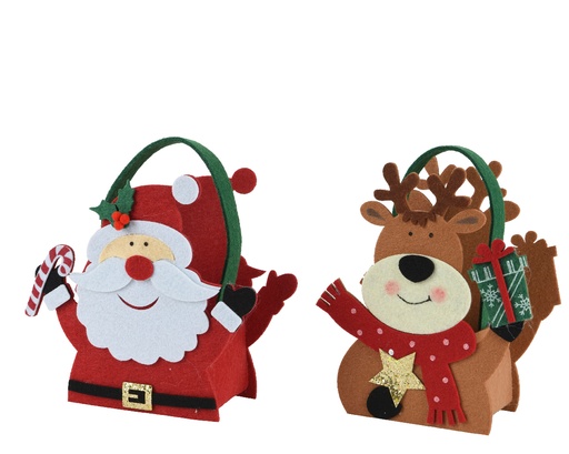 [560673] Kaemingk | Kerstzak Vilt Assortiment Kerstman/Rendier