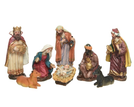 [560718] Kaemingk | Kerstbeelden Set Polyresin Maria/Jezus/Jozef/ Ezel/Os/3 Koningen 8-pack