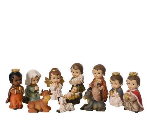 [560741] Kaemingk | Kerstbeelden Set Polyresin Maria/Jezus/Jozef/ Herder/3 Koningen/Engel/Os/Ezel/Lam 11-pack