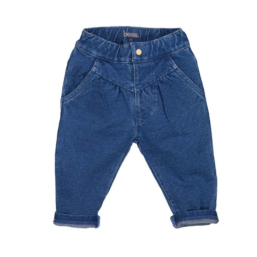 Bess | Broek Girls Pleated Jog Denim Stone Wash