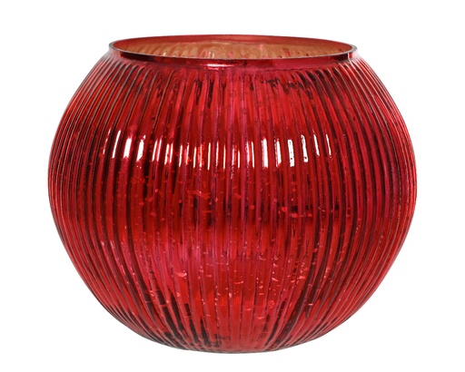 [560757] Kaemingk | Theelichthouder Glas Rood Ø18cmx15cm