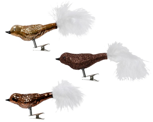 [560793] Kaemingk | Kerstfiguur Vogel Glas op Clip 3-pack