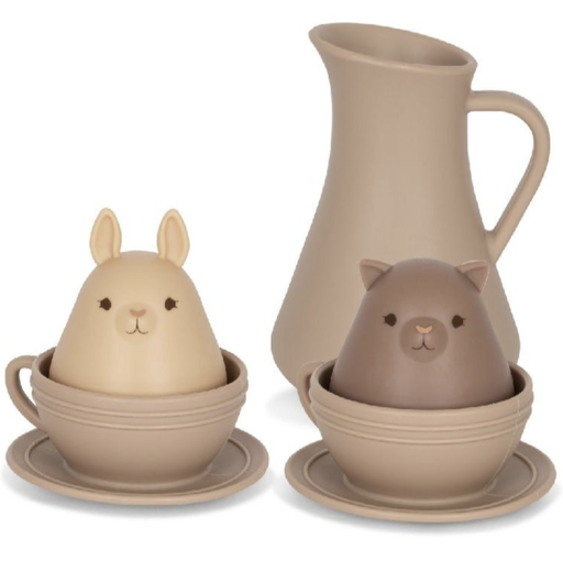 [461627] BADSPEELGOED, Silicone bath toys cup set, hortensia mix, grijs, uni, set: 2 koffietassen / 1 waterkan / 2 dieren