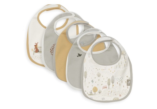 [561228] Jollein | Slabbetje Tiny Park Jersey Waterproof Velcro Sluiting 5-pack