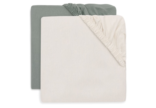 [561425] Jollein | Hoeslaken Sea Green/Ivory Jersey 60x120cm 2-pack