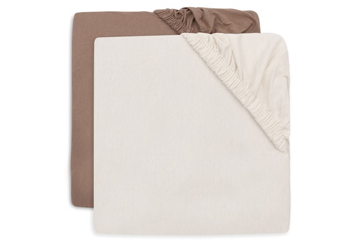 [561428] Jollein | Hoeslaken Milky Coffee/Ivory Jersey Bruin/Ecru 70/75x140/150cm 2-pack