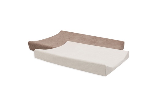 [561433] Jollein | Waskussenhoes Milky Coffee/Ivory Badstof 50x70cm 2-pack
