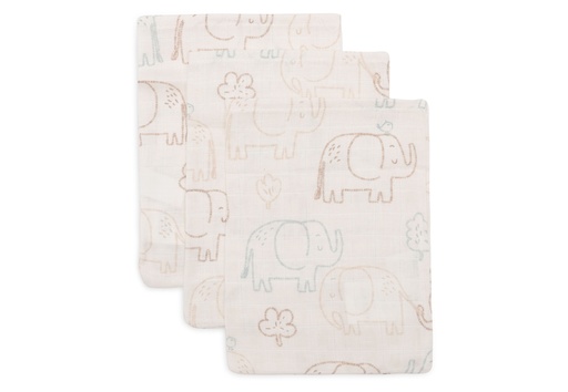 [561497] Jollein | Washandje Tetra Elephant Tales 15x20cm 3-pack