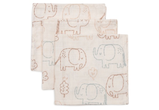 [561502] Jollein | Monddoekje Elephant Tales Tetra 31x31cm 3-pack