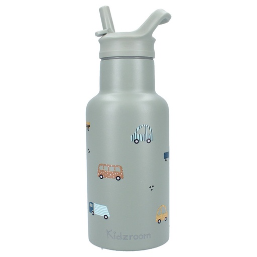 [561523] Kidzroom | Drinkfles Sweet Cuddles All Over Voertuigen Groen 350ml