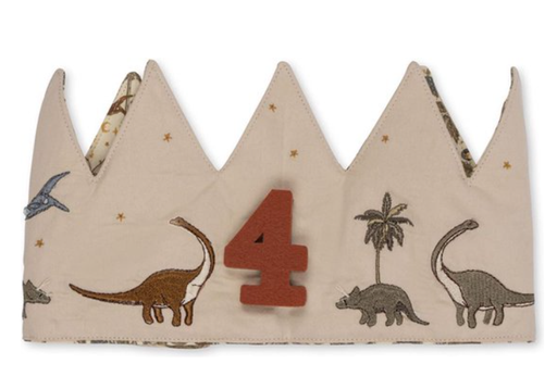 [461652] VERJAARDAGSKROON, Dino, Birthday crown, 1 stuk, ecru, dino's en cijfer, textiel