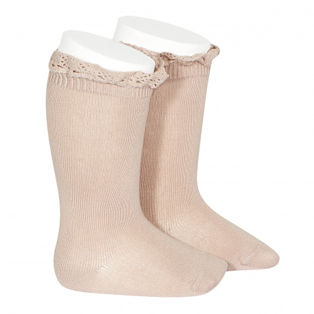 Condor | Kousen met Kanten Boord Old Rose
