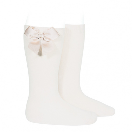 Condor | Kousen met Grosgrain Bow Kniekous Strik Cream 