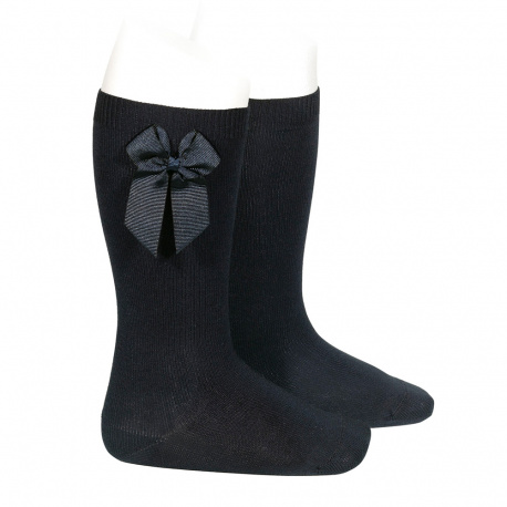 Condor | Kousen met Grosgrain Bow Kniekous Strik Black