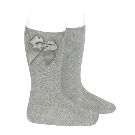 Condor | Kousen met Grosgrain Bow Kniekous Strik Aluminium
