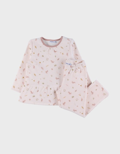 Noukies | Pyjama Autumn Forest Velours Rose 2-delig