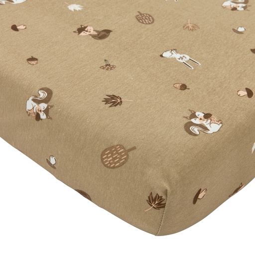 [564066] Meyco | Hoeslaken Forest Animals Jersey Sand 40x80/90cm