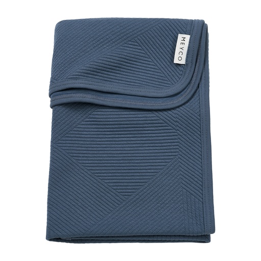 [564095] Meyco | Deken Gebreid Jacquard Pure Indigo Blauw 100x150cm