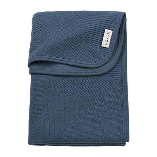 [564101] Meyco | Deken Jacquard Flannel Gebreid Pure Indigo Blauw 100x150cm