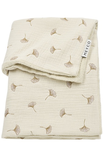 [564107] Meyco | Deken Ginko Borduur Hydrofiel/Badstof Soft Sand 100x150cm
