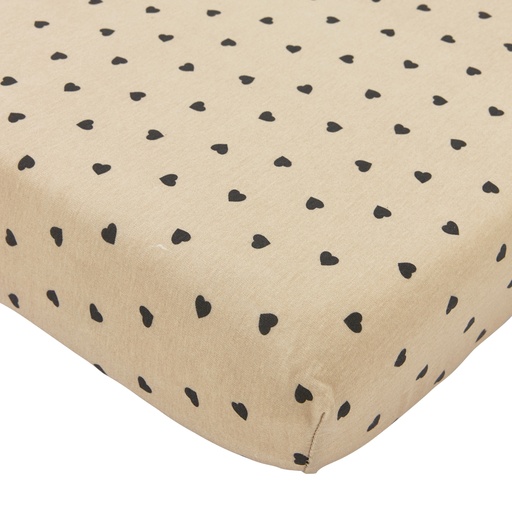 [564149] Meyco | Hoeslaken Sweet Heart Jersey Sand/Black 60x120cm