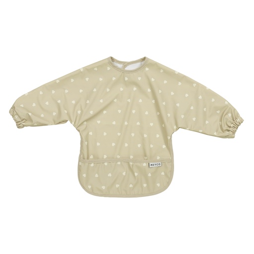[564163] Meyco | Slabbetje Sweet Heart met Mouwen Sand/Soft Sand Zand 6-18m