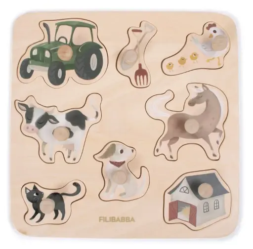 [564261] BB&Co | Puzzel Op De Boerderij Hout 8 Puzzelstukken Door Filibabba