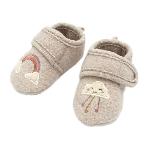 Maximo | Babyslofjes Regenbogen Anti-slip Beigemeliert Velcrosluiting
