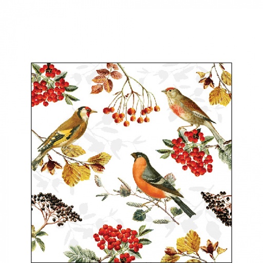 [565517] Ambiente | Servetten Autumn Birds 3-laags 100%FSC 25x25cm 20-pack