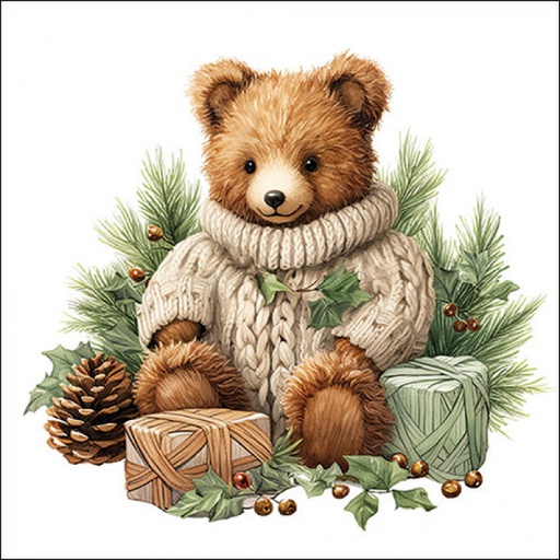 [565520] Ambiente | Servetten Cuddle Bear 3-laags 100%FSC 33x33cm 20-pack