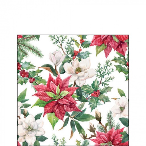 [565531] Ambiente | Servetten Christmas Florals 3-laags 100%FSC 25x25cm 20-pack
