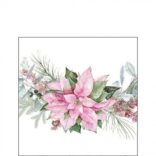 [565539] Ambiente | Servetten Pink Poinsettia 3-laags 100%FSC 25x25cm 20-pack