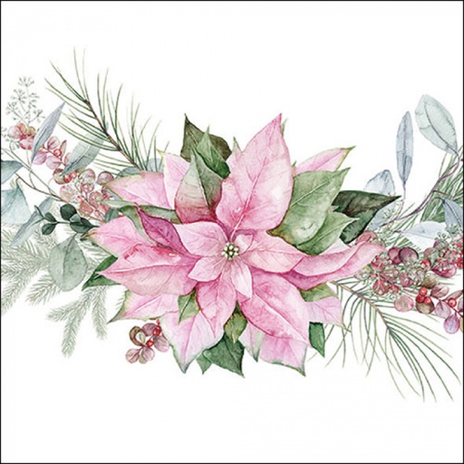 [565540] Ambiente | Servetten Pink Poinsettia 3-laags 100%FSC 33x33cm 20-pack
