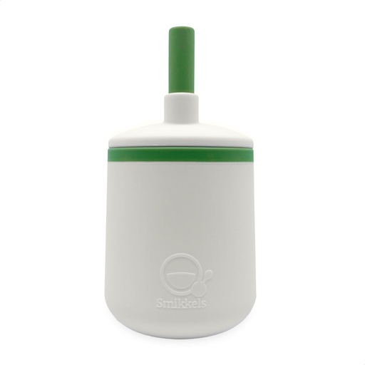 [565698] Smikkels | Siliconen Kinderbeker Wit Groen