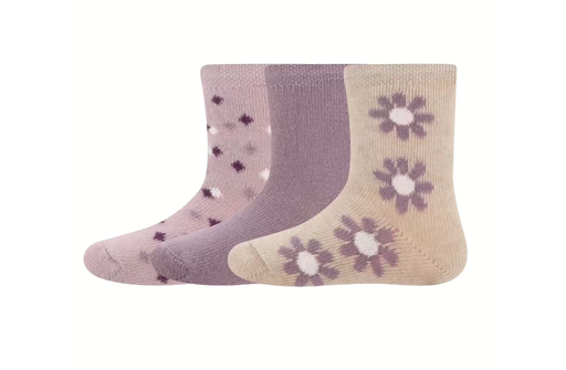 Ewers | Sokken Blumen/Punkte Ecru/Paars 3-pack