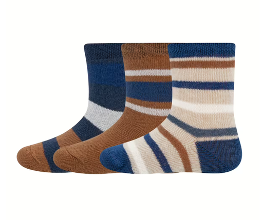 Ewers | Sokken Ringel Blauw/Bruin/Ecru 3-pack