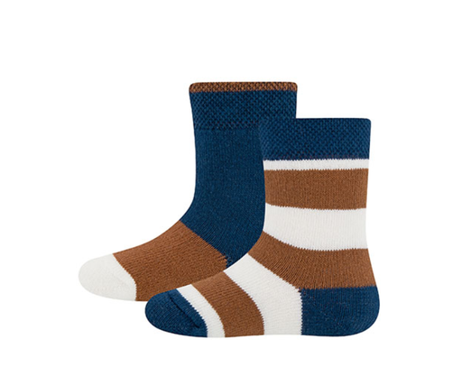 Ewers | Sokken Thermo Ringel Blauw/Bruin/Wit 2-pack