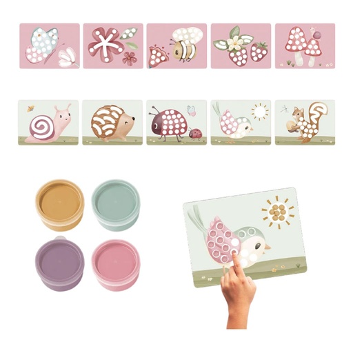 [566437] Little Dutch | Verf Fairy Garden Vingerverf 10 Kaarten/4 Kleuren