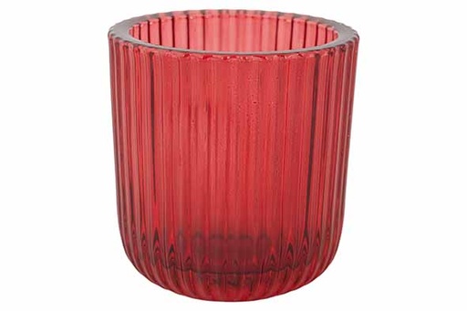 [566785] Cosy & Trendy | THEELICHTHOUDER RIBS DONKERROOD 9X9XH9CM