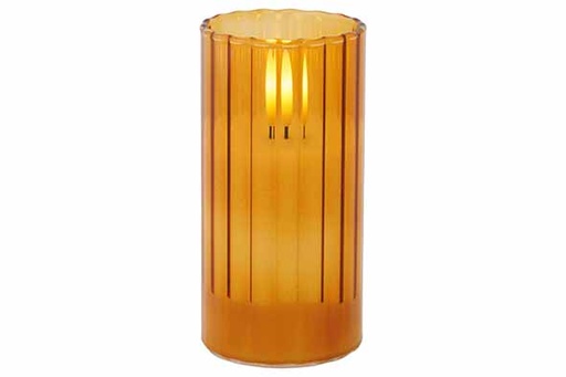 [566790] Cosy & Trendy | Kaars Ribble Led Camel Glas H10cm