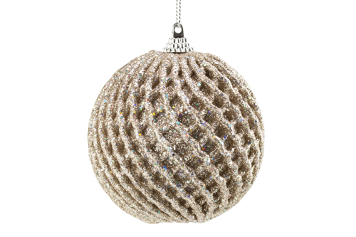 [566826] Cosy & Trendy | KERSTBAL WAFELED GLITTER CHAMPAGNE D8CM