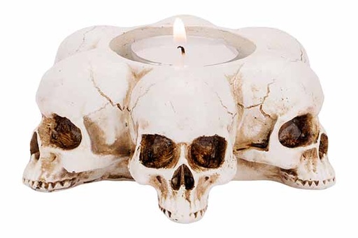 [566877] Cosy & Trendy | THEELICHTHOUDER SKULLS WIT 11X11XH4CM PO