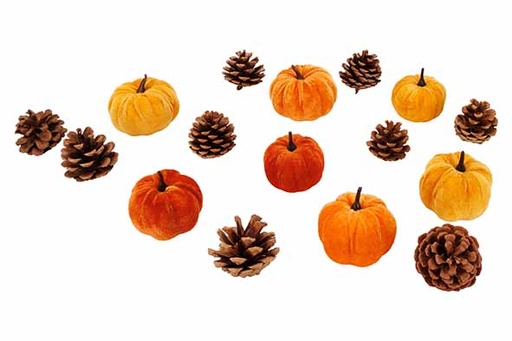 [566884] Cosy & Trendy | POMPOEN SET16 MIX WITH CONES ORANJE D5 2