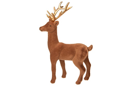 [566891] Cosy & Trendy | HERT FLOCKED BRUIN 15X4XH22CM KUNSTSTOF